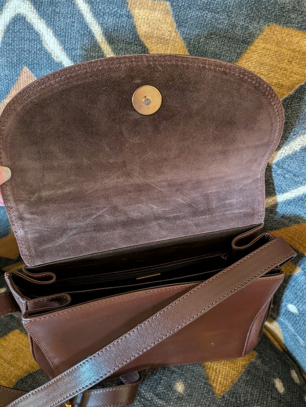Sale🥳 Vintage BALLY Mini Mahogany Chocolate Leather Crossbody Flap Bag Italy - Picture 4 of 6